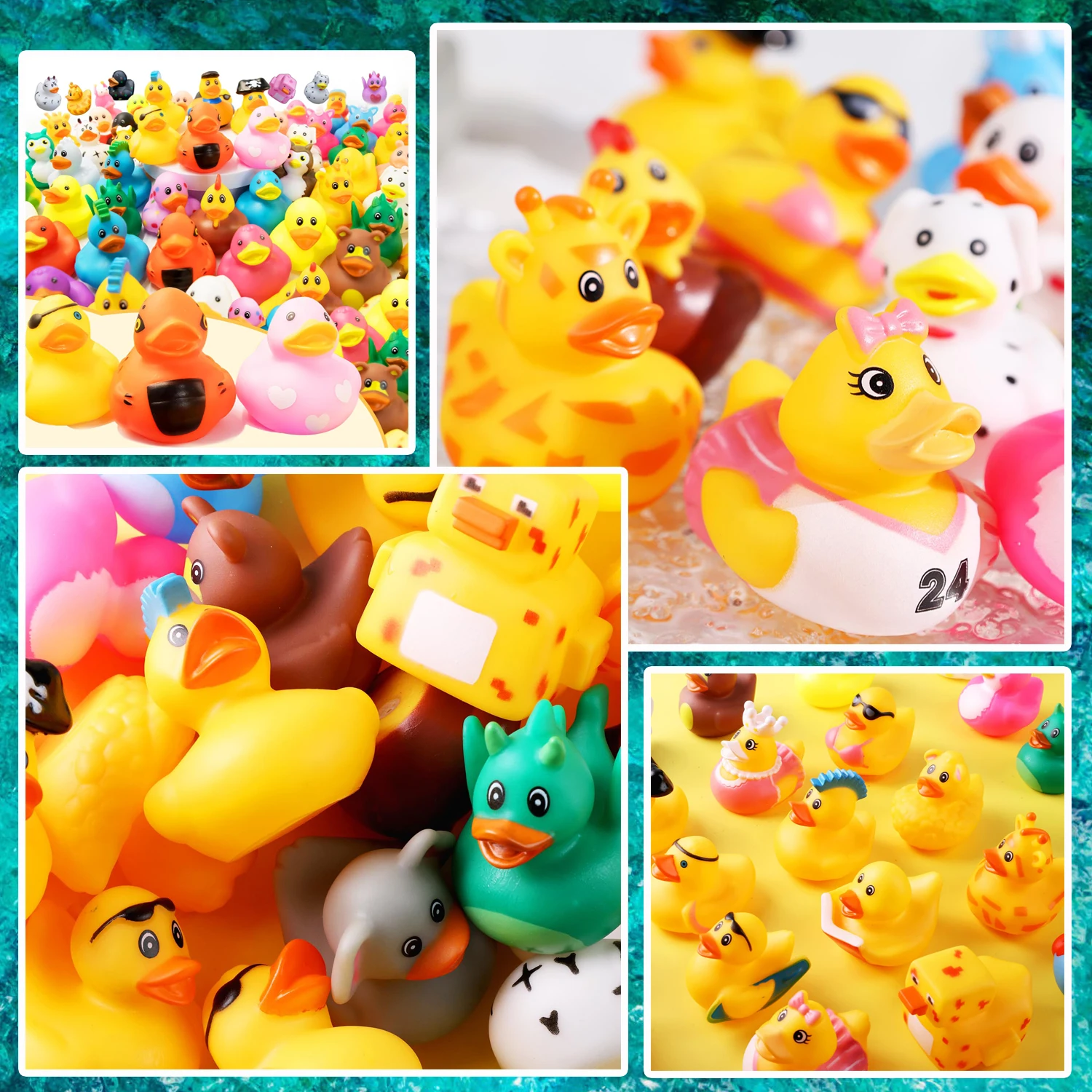 50 Pack Car Rubber Ducks,Car Decoration Assorted Rubber Ducks in Bulk Shower Swimming Bath Toy 5
