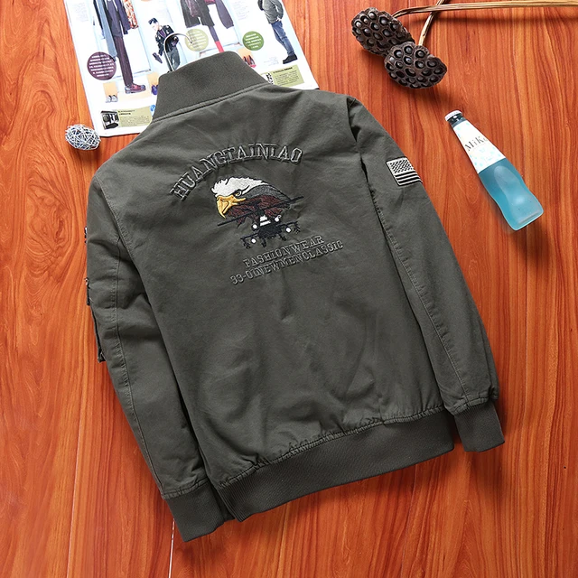 Men's New Solid Color Simple Logo Multi-Pocket Collar Spring And Fall Casual Versatile Trend Fashion Outdoor Aviator Jacket 2