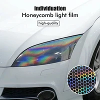 Car Motorcycle Vinyl Wrap Foil Laser Honeycomb Headlights Taillight Tint Film Modify color changing stickers Car styling 5