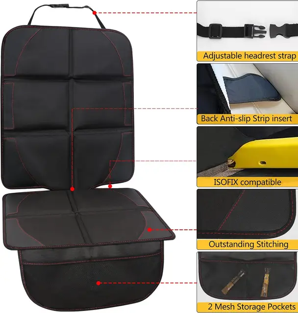 Organisateur Voiture Enfant - 4 Poches - Tissu Oxford Imperméable - Protection Siège Auto - Pour Jouets, Livres, Tablettes - 62x42cm