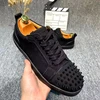 large size mens casual studded shoes lace-up cow suede leather rivets shoe stage singer DJ dress black flats spikes sneakers man 1