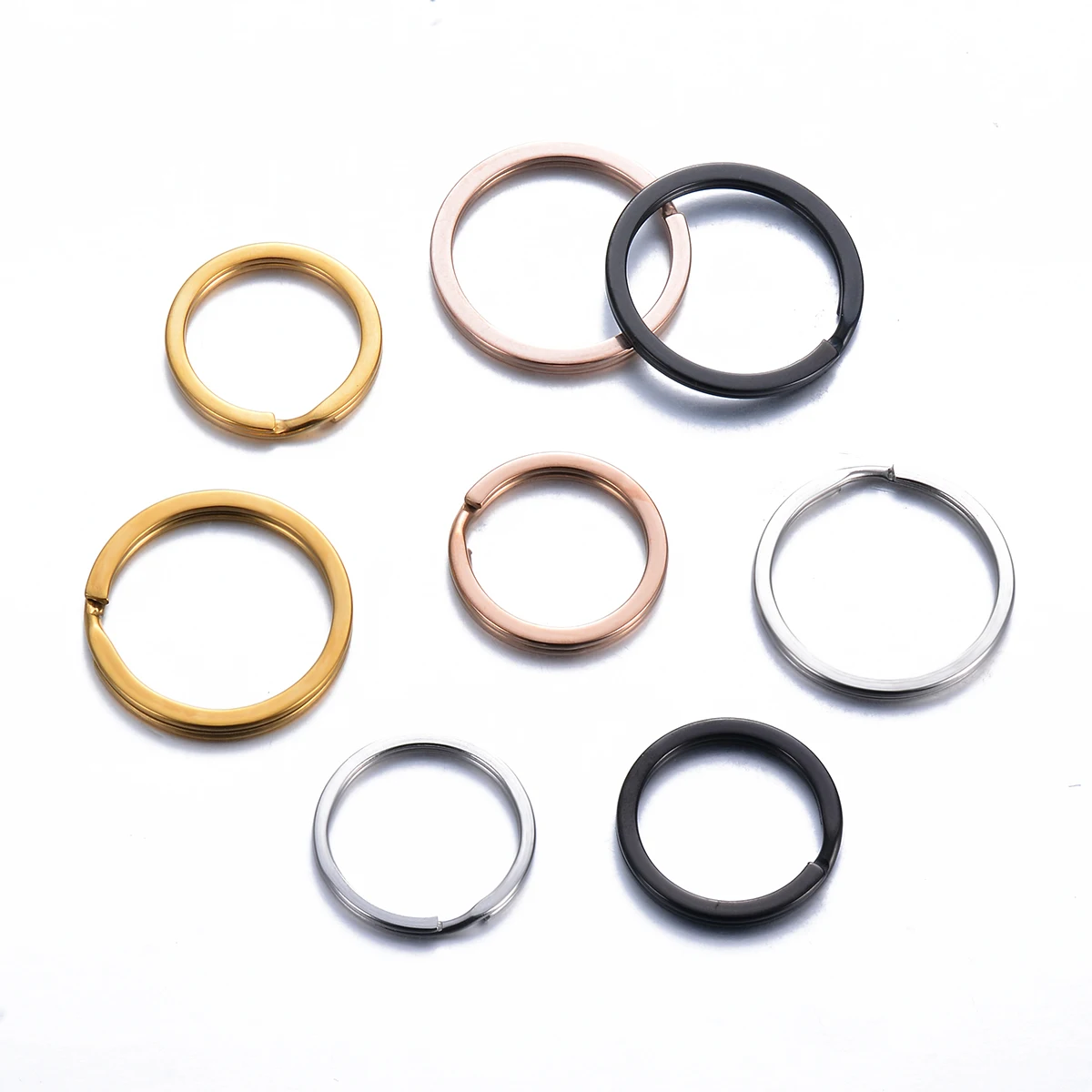 10Pcs-Lot-25-30mm-Key-Ring-Stainless-Steel-Mirror-Polished-Key-Holder ...