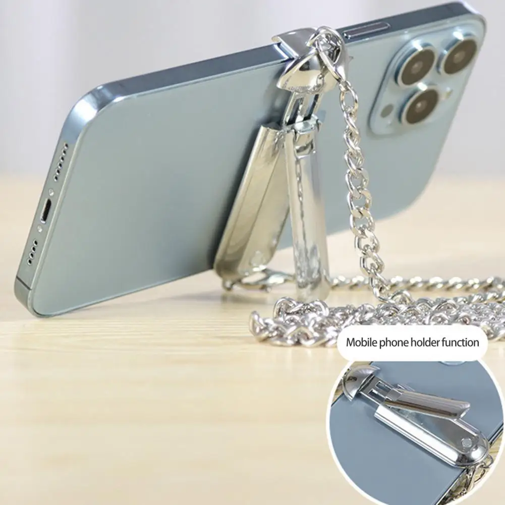 1 Set Durable Detachable Easy to Carry Mobile Phone Crossbody Chain Stand Back Clip Holder for Smartphones