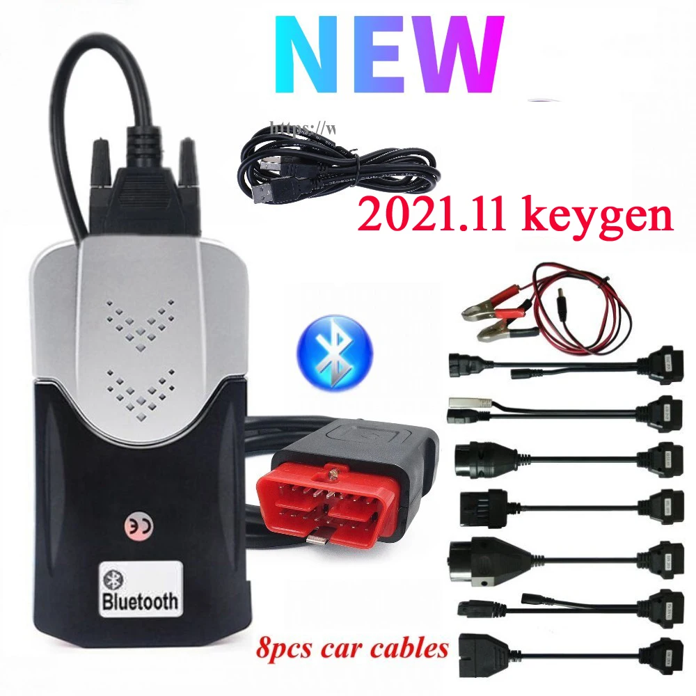 2025 Obd Obd2 Scanner For TNESF DELPHIS ORPDC vd DS150E cdp 2021.11 Bluetooth For Car Trucks Diagnostic Tool+8 Pcs Car Cables