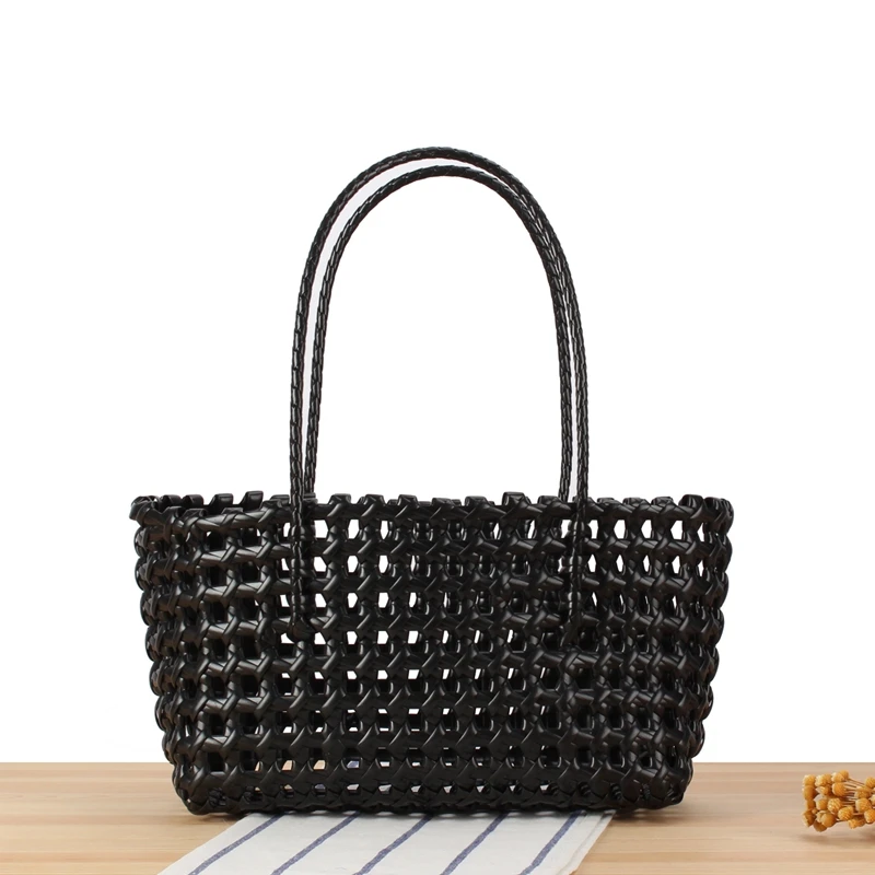Borsa a cestino con design intagliato novità 2026 per donna, borsa a tracolla intrecciata da spiaggia per vacanze, tote versatile casual per tutti i giorni - immagine 3