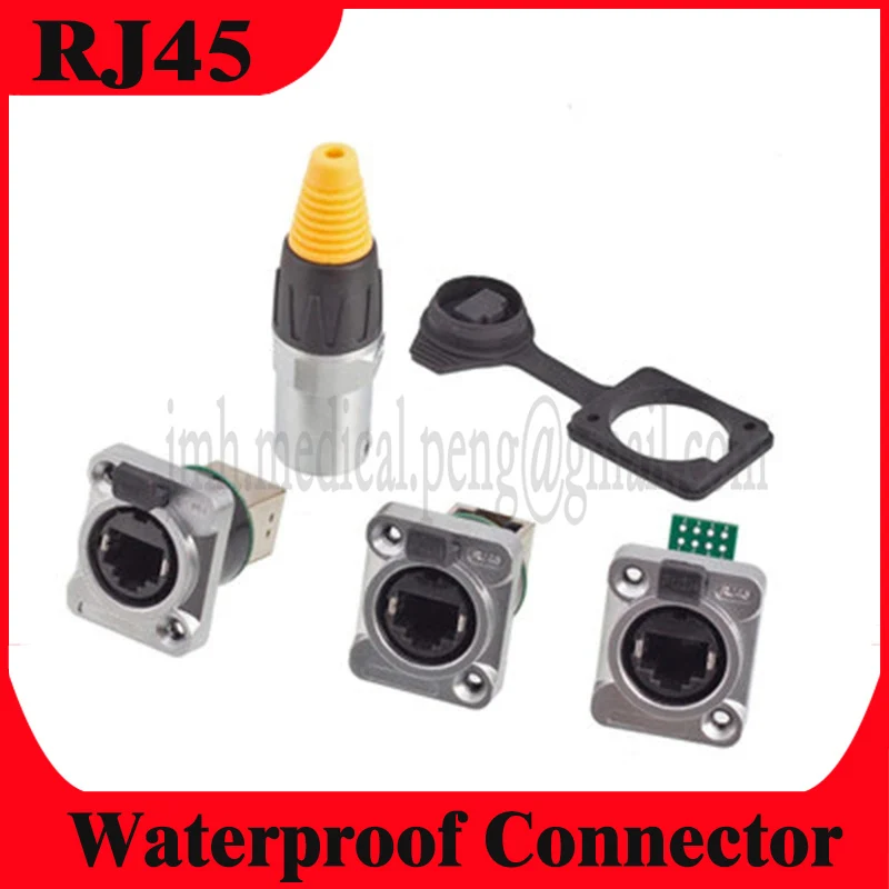 Waterproof connector YT-RJ45 aviation plug RJ45 dual network port LED display metal square network cable socket