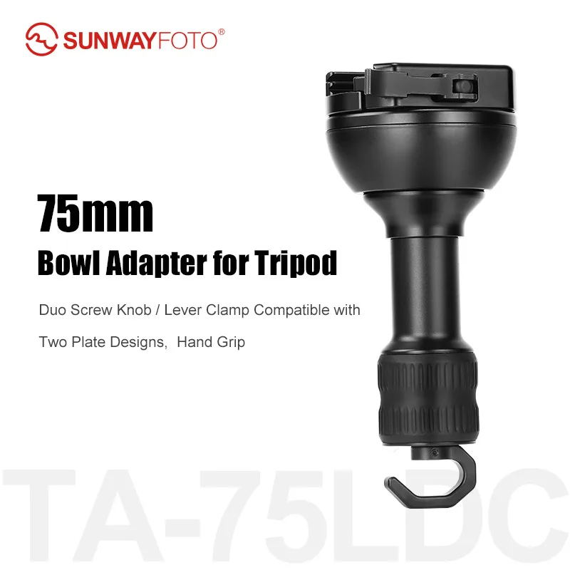 

SUNWAYFOTO TA-75LDC 75mm Half Ball Bowl Adapter with Arca Swiss Clamp for Heavy Duty Tripod