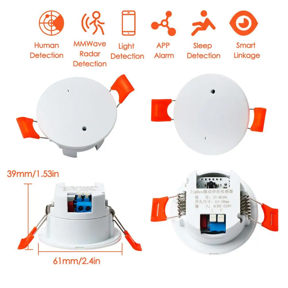 

For Tuya Zigbee Wifi Smart Human Presence Sensor With Millimeter Detection Wave Life Luminance Smart PIR Radar Motion APP S R0Q6