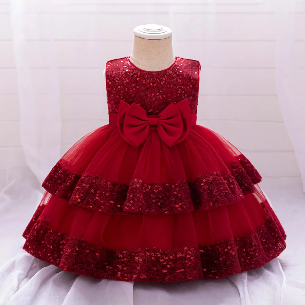 

AmyStylish Toddler Baby Girls Sequined Layered Ruffled Flower Girl Birthday Party Formal Princess Dress