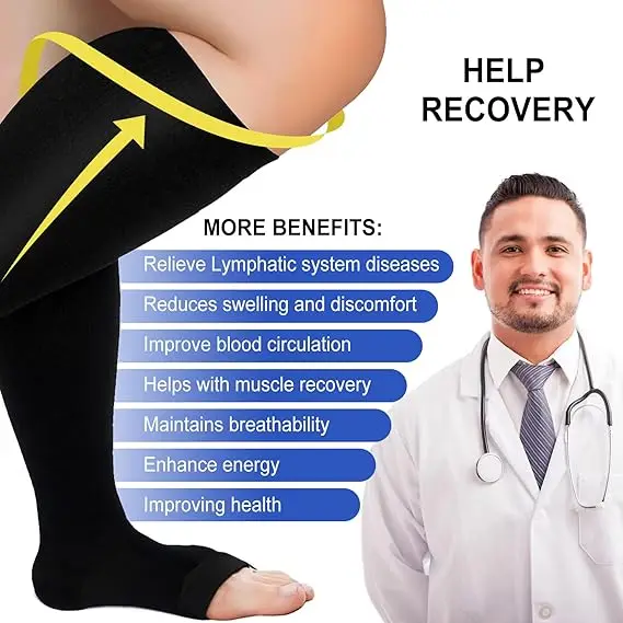 Compression Socks Premium Plus Size For Men Women Cycling Toeless Sport Anti Fatigue Pain Relief Medical Nursing