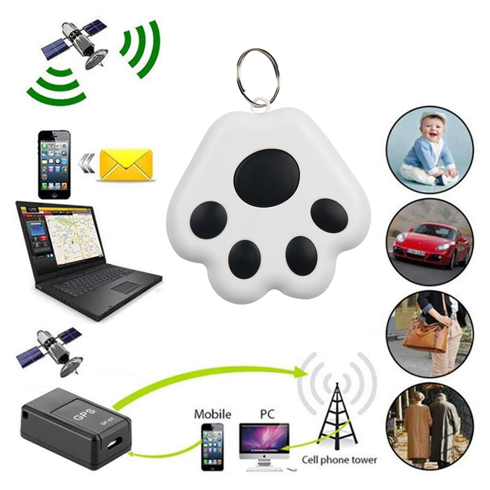 Smart Bluetooth mobile phone alarm dog claw key chain pendant two way search locator anti loss