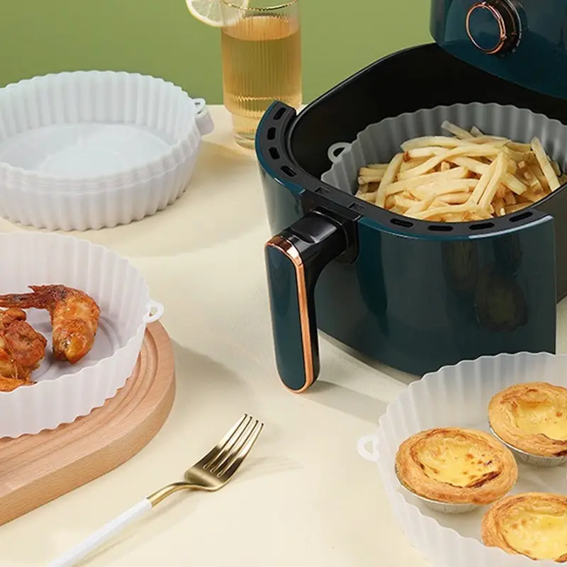 Accessori Forno Microonde Set 2 Cestelli In Silicone Per Friggitrice Ad Aria - Antiaderente, Per Forno E Microonde (Blu/Nero) Pan Piattini
