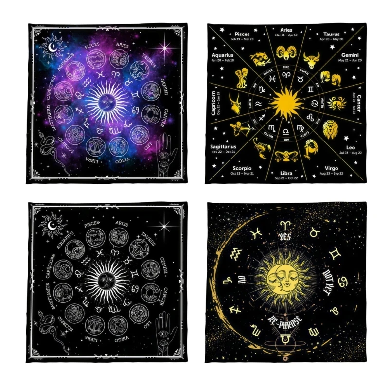 

12 Constellations Tarot Cards Tablecloth Altars Cloth Divinations Tablecloth Oracles Divinations Board Game Accessories