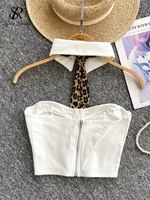 SINGREINY Female Retro Leopard Sensual Tank Tops Fashion Zipper Sheath Tank Top Women Halter Tie Streetwear Vintage Tank Tops - Image 4