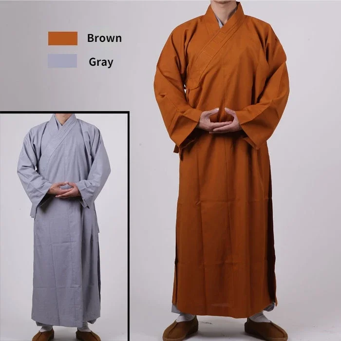 Buddhist Clothing Chinese Traditional Suit Adults Monks Meditation Robes Gown Buddhism Men Taichi Kung fu Long Robe