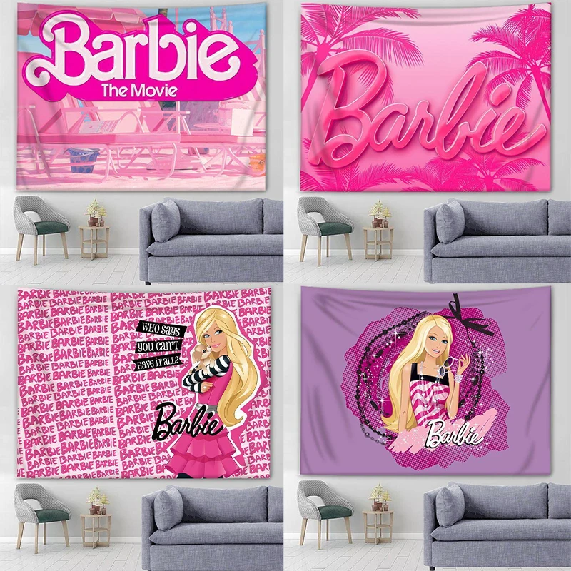 

12 Styles Barbie Tapestry Background Cloth Kawaii Cartoon Bedroom Dormitory Rental House Room Wall Decoration Photo Background