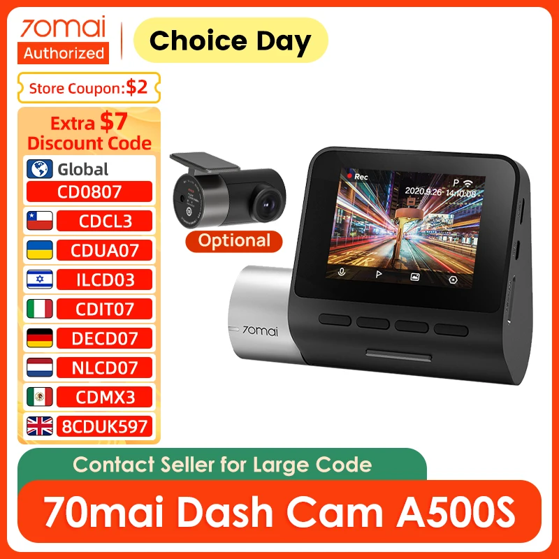 70mai Dash Cam Pro Plus+ A500s Car Video Recorder 1944p Car