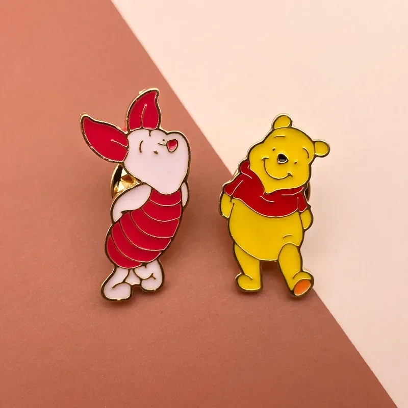 

Kawaii Disney Winnie The Pooh Metal Brooch Couple Cute Badge Personality Trend Accessorie Enamel Pin for Women Students Gift