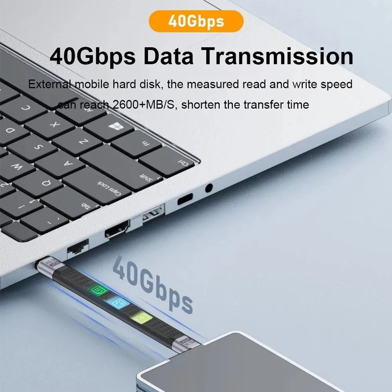USB4 숏 케이블 40Gbps 데이터 전송 240W PD 고속 충전 썬더볼트 4/3 앵글 타입 C 케이블 (SSD, 노트북, 맥북 연결용)