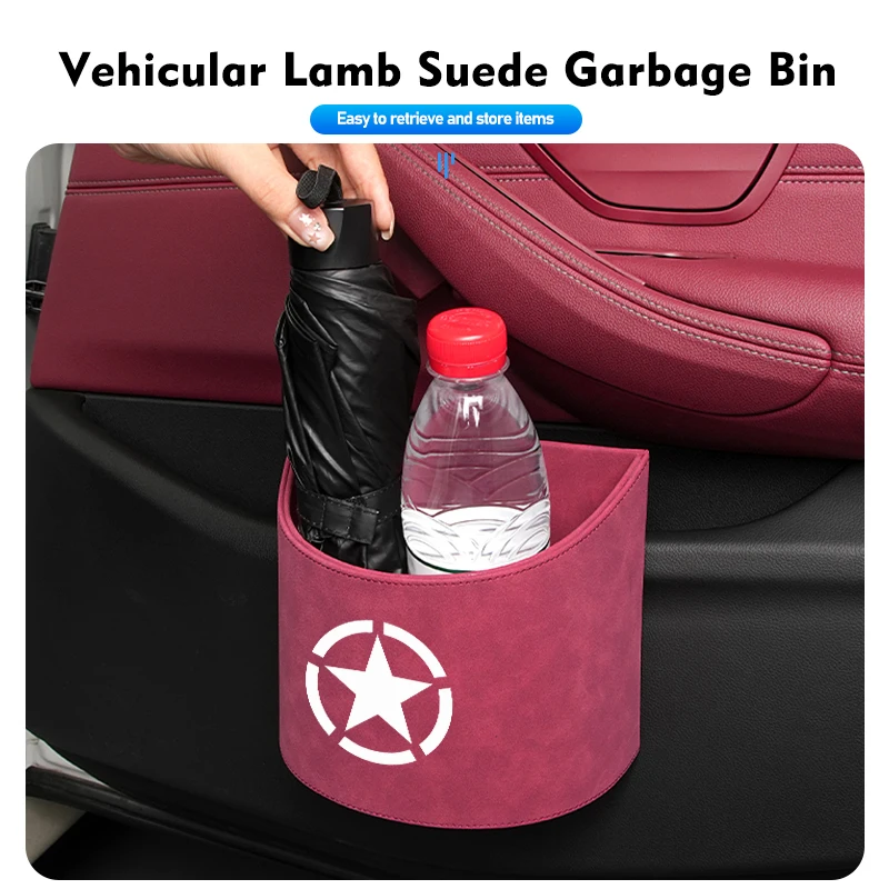 Lamb Suede Car Trash Can Auto Storage Box Rubbish Holder Bin For Jeep Renegade Compass Cherokee Wrangler Patriot Liberty