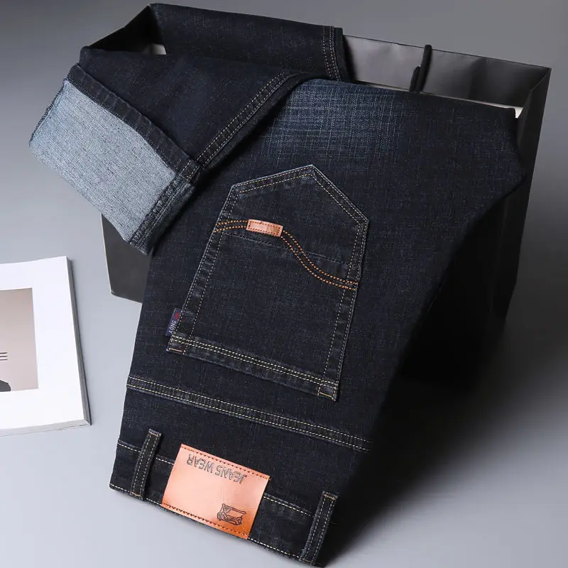 Men's Jeans 2024 New Brand Business Classic Casual Denim Trousers Business Work Comfortable Oversized Jeans Pants