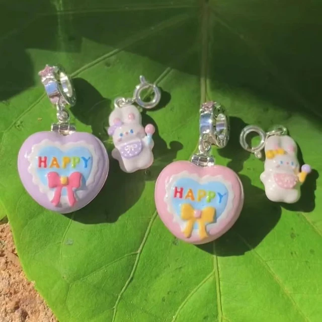 Happy Polly Pocket Charm avec mini lapin, ensemble de perles