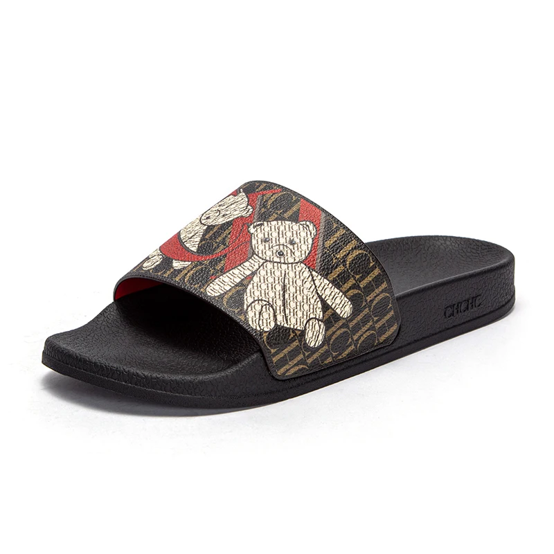 نعال مسطحة بتصميم نمط فريد للنساء ، مادة بولي كلور...