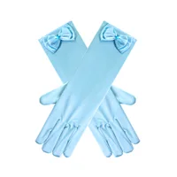 Children Gloves Long Finger Gloves Photography Props Blue Pink Yellow Green Princess Accessories Children Elsa Party Costume 4