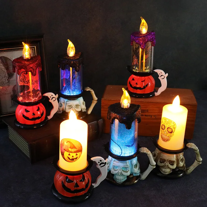 Led Candle Lamp Halloween Pumpkin Lantern Horror Decoration_voghion.com