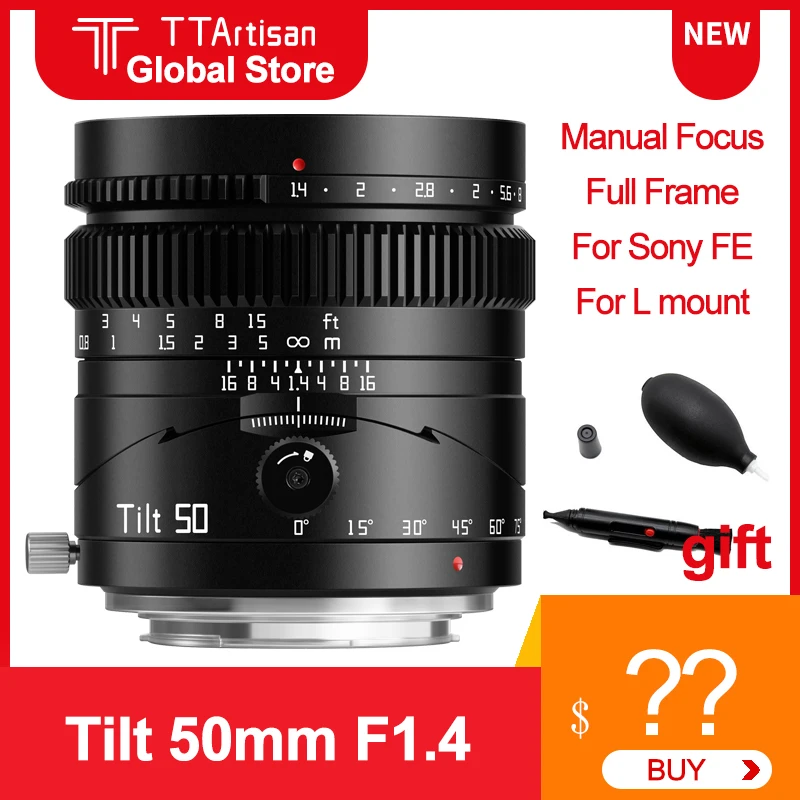 

TTArtisan Tilt 50mm f1.4 Lens For Sony FE Leica Panasonic Sigma L mount Mirrorless Camera Full Frame MF Portrait Camera Lens