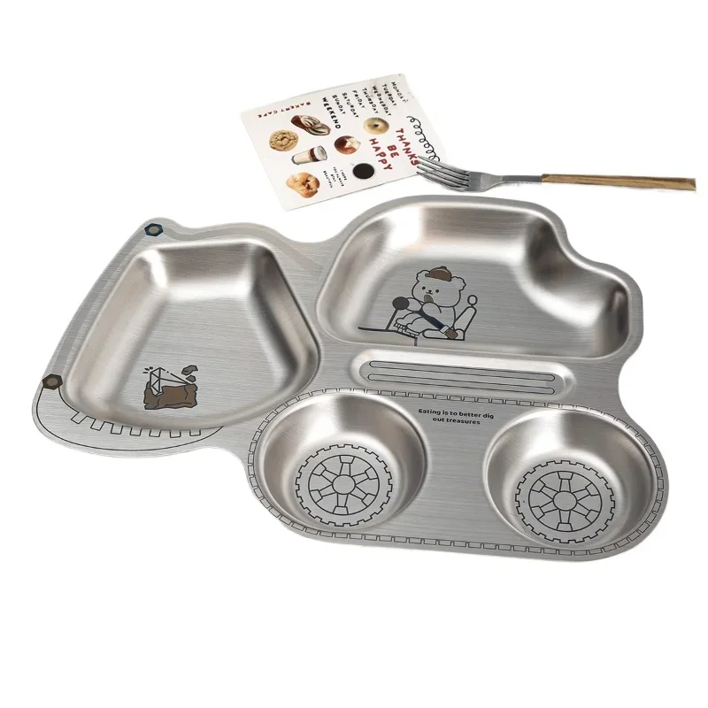 *304 Stainless Steel Supplementary Food Plate Eating Grid Vegetable Plate Breakfast Food Grade