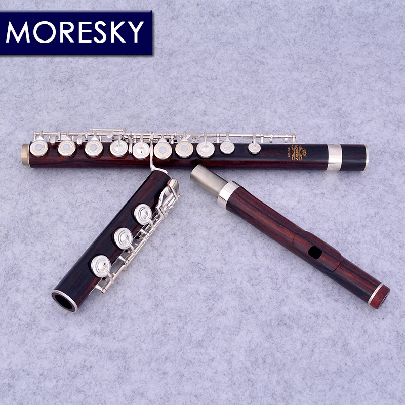 MORESKY Redwood Flute 17 Open Hole Silver Plated E Key Cocobolo