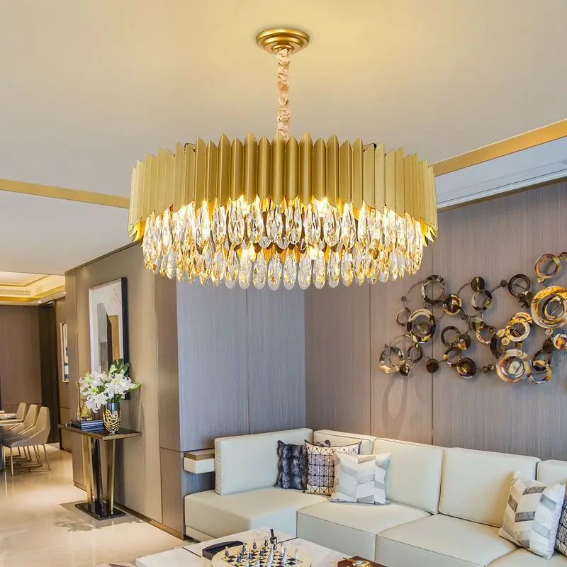 Luxury Crystal Chandelier Black Gold Round Light LED Living Room Creative Decor Kitchen Island Bedroom Home Pendant Lamp Fixture lantern pendant light