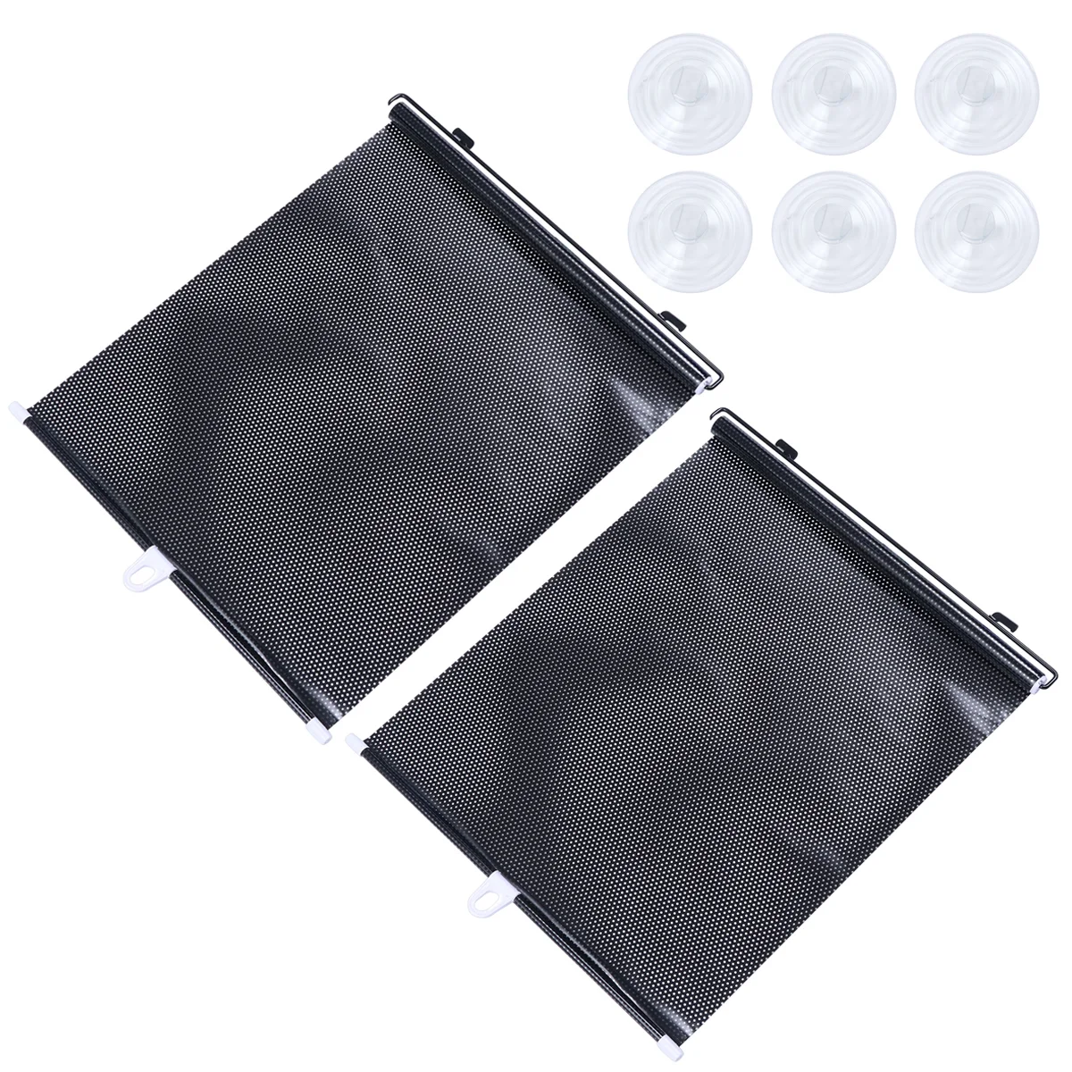 

2 Set of Universal Retractable Car Vehicle Curtains Window Roller Sun Shades Blind Protectors(Black)