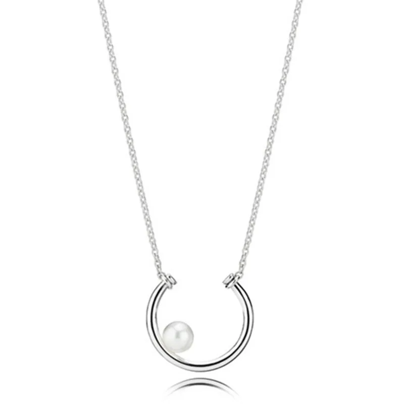 

Original Moments Pearl Necklace For Women 925 Sterling Silver Bead Charm Necklace Fashion Jewelry