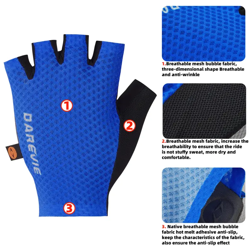 DAREVIE Men's Cycling Gloves Italy ELASTIC INTERFACE TEAM PALM 80 KG/m³ Pad Cycling Gloves Anti Slip Shockproof Sport Gloves - Image 2