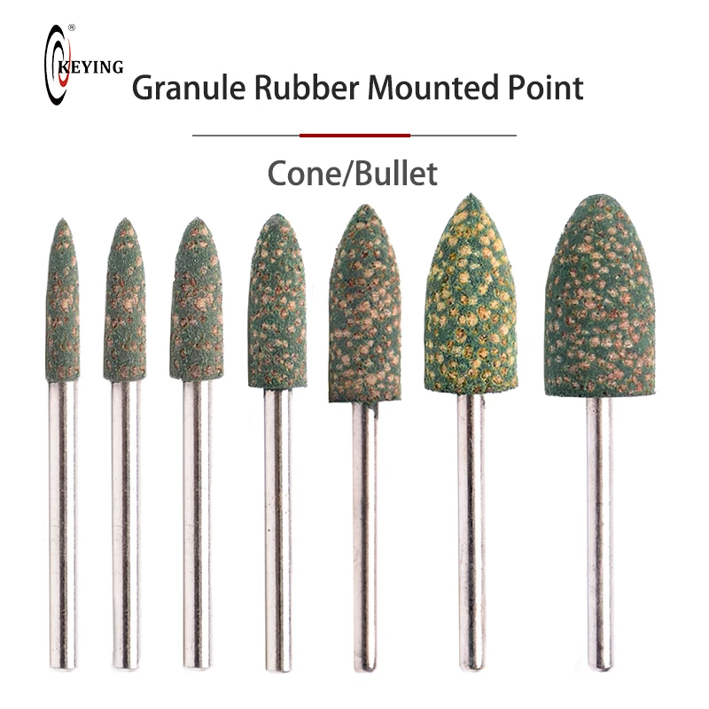 

10PCS 3mm Shaft Mounted Rubber Point with Abrasive Grinding Head for Mold Polishing Rotary Power Tools
