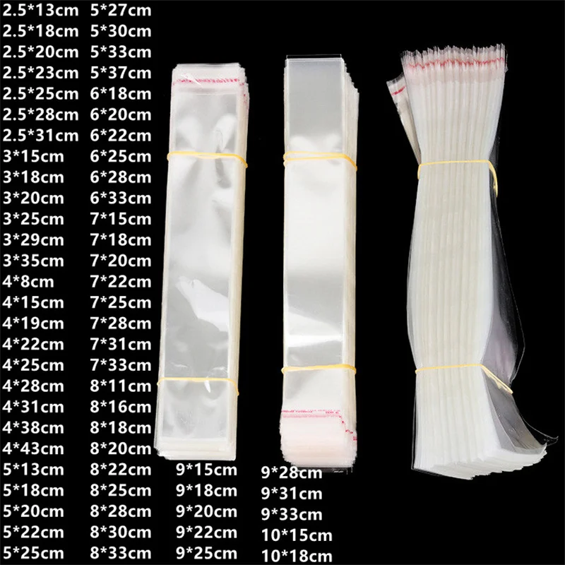 

1000pcs Transparent Self Adhesive Bags Accessories Pen Gift Packaging Cellophane Bag Necklace Storage Small Long Bag Wholesale