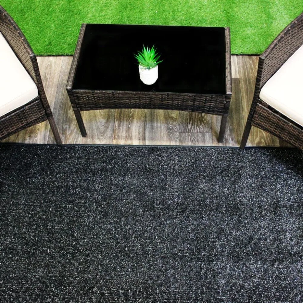 Outdoor Artificial Grass Turf Area Rugs Black Fake Floor Grass Carpet, Non Slip Deck Mat for Home and Commercial Use-12'x20'