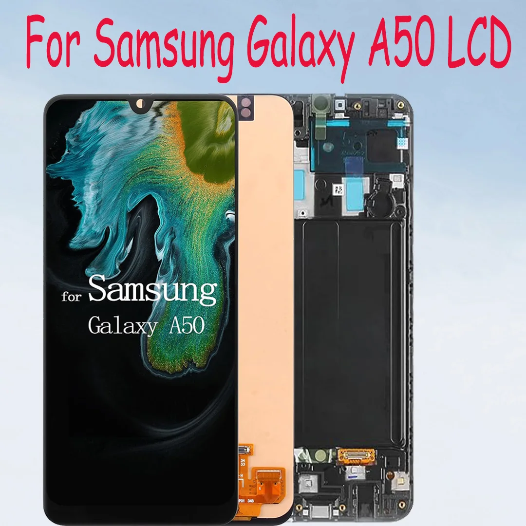 Super Amoled Per Samsung Galaxy A50 Sm-A505Fn/Ds A505F/Ds A505 Display Lcd Touch Screen Digitizer Con Cornice Per Samsung A50 Lcd