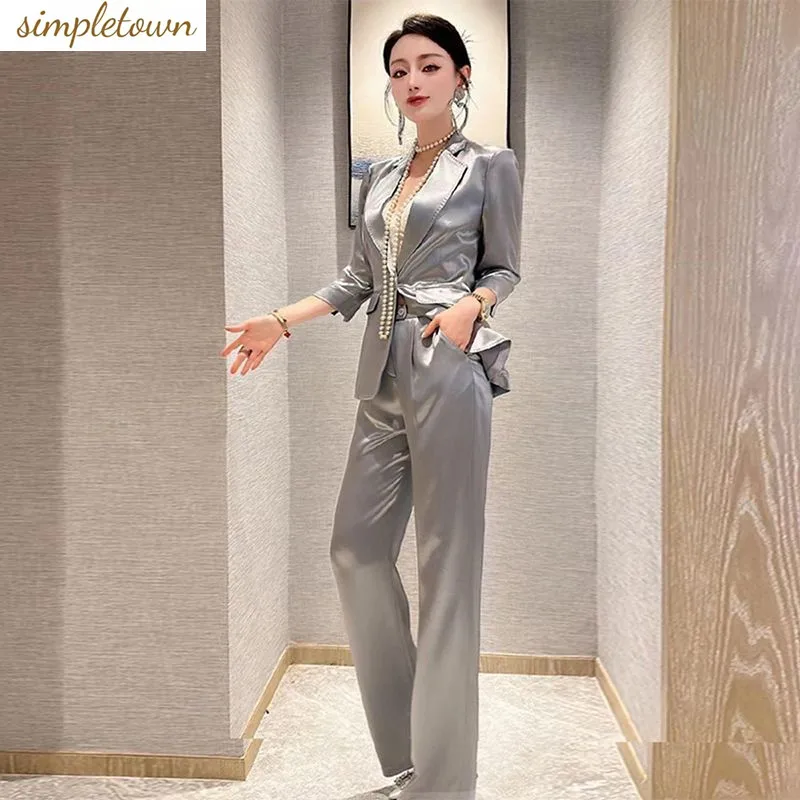 2023 Spring/Summer New Advanced Professional Suit Set Fashion Wide Leg Pants Women's Two Piece Set Thin Style professional leg rest barber chair luxury cushion advanced vintage chair swivel reclinable cadeira de barbeiro furniture