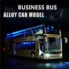 1:32 High Quality Alloy Double Deck Bus Sound Light Metal Diecast Pull Back Simulation Luxury Sightseeing Bus Vehicle Kids Toys 3