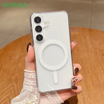 Magnetic Charge Phone Case For Samsung Galaxy S26 S25 S24 S23 Ultra S22 Plus S21 FE A35 A55 Clear Acrylic Slim Shockproof Cover 1