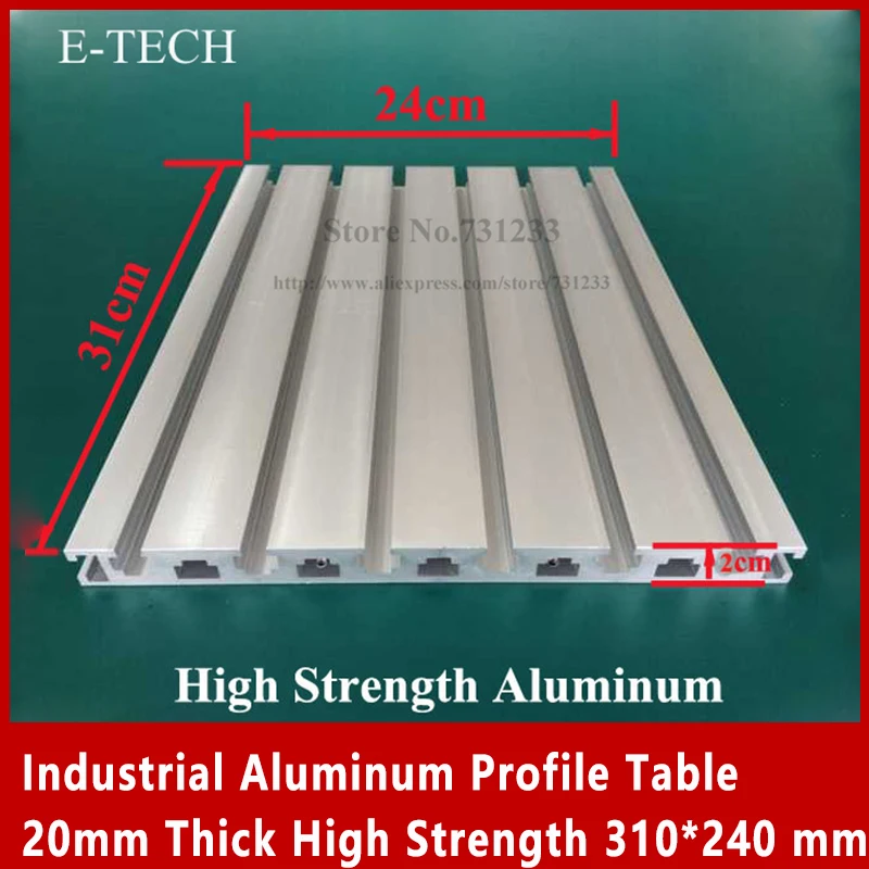 Industrial Aluminum Profile for CNC Engraving Machine Center Guide Rail Working Table 20mm Thick High Strength 310*240 mm