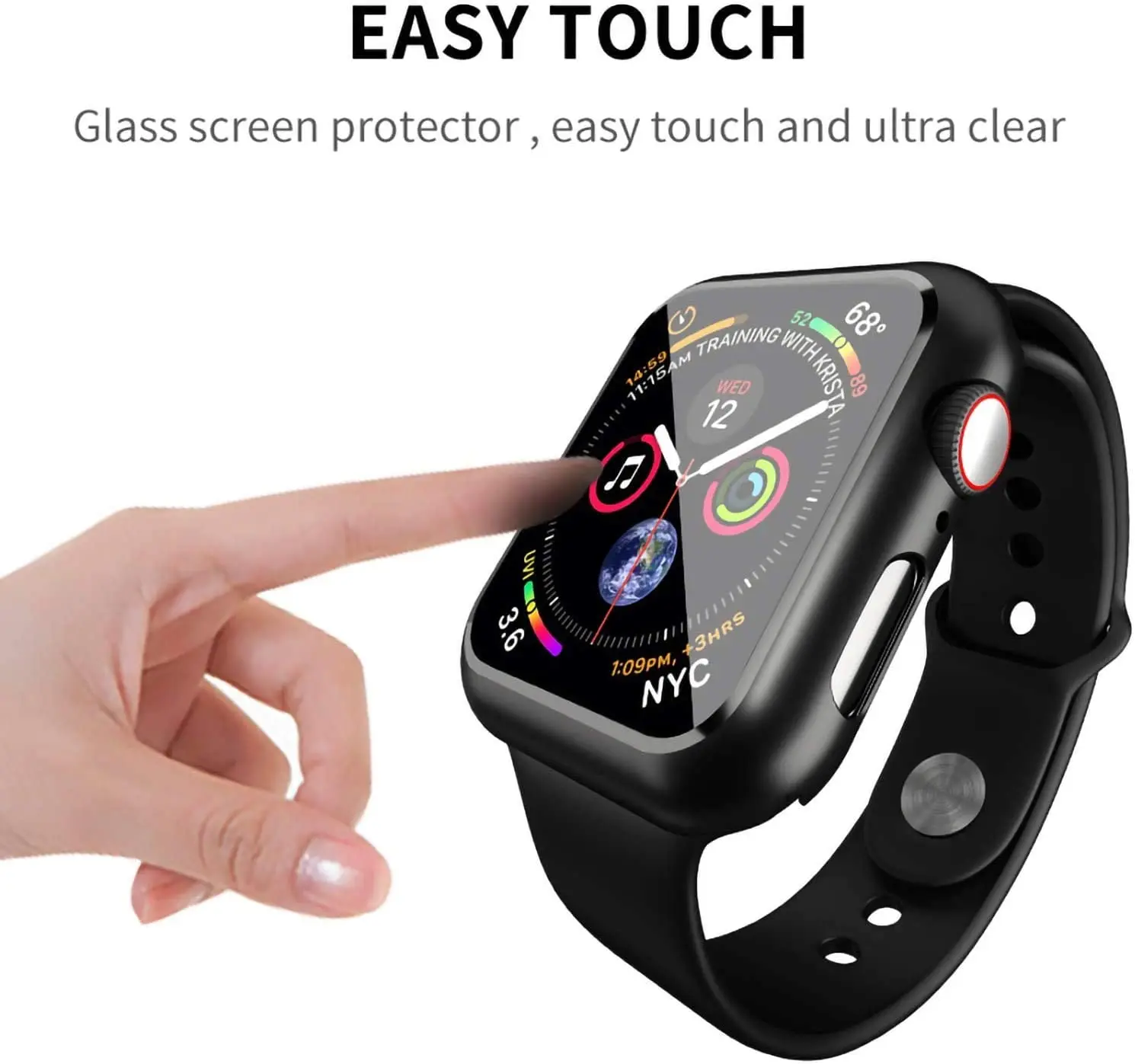 Hard PC Case for Apple Watch Series 45mm 41mm 44mm 40mm 42mm 38mm Tempered Protective Cover for Iwatch Serie 7 6 5 4 3 2 1 SE