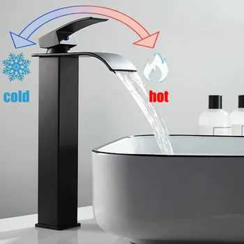 Rubinetto per lavabo a cascata Accessori per il bagno Doppio controllo del miscelatore per bagno caldo e freddo Set di rubinetti per lavabo Apparecchio per la casa 1