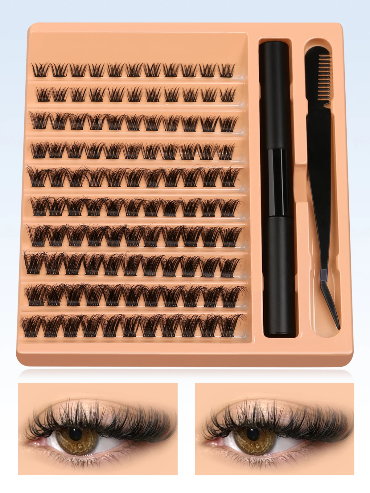 GROINNEYA Clusters Lashes Kit DIY Eyelashes Lash Clusters Set Eyelash Extension Kit Lash Bond And Seal And Eyelash Tweezers 36