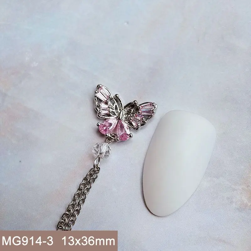 10 stücke Luxus Spitze Schmetterling Anhänger Zirkon Kristalle Metall Nägel Schmuck Dekorationen Nail Art Zubehör Charms Teile Lieferungen – Detail 7