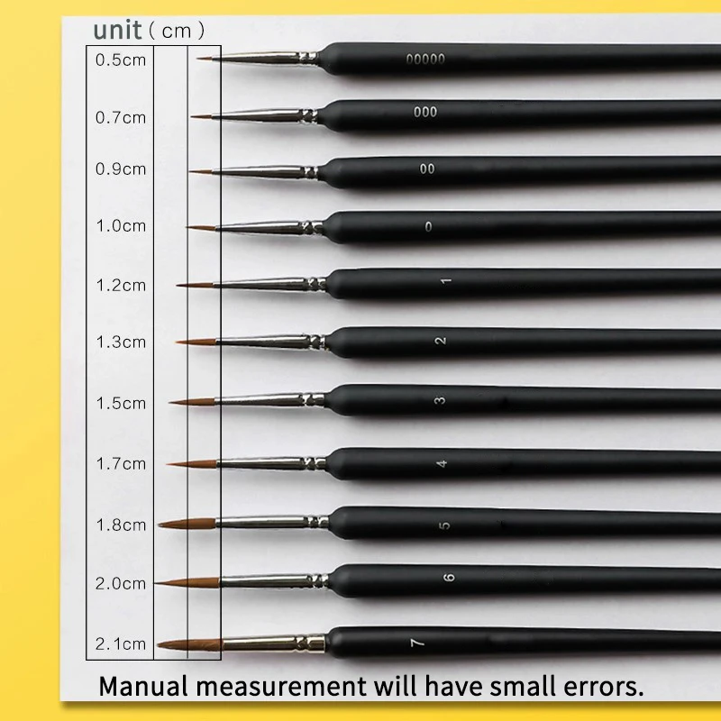 4/11개입 훅 라인 펜 세트, 수채화 유화용, 초극세사 부드러운 나일론 헤어 아트 디테일 페인트 브러쉬, 구아슈 아크릴 드로잉
