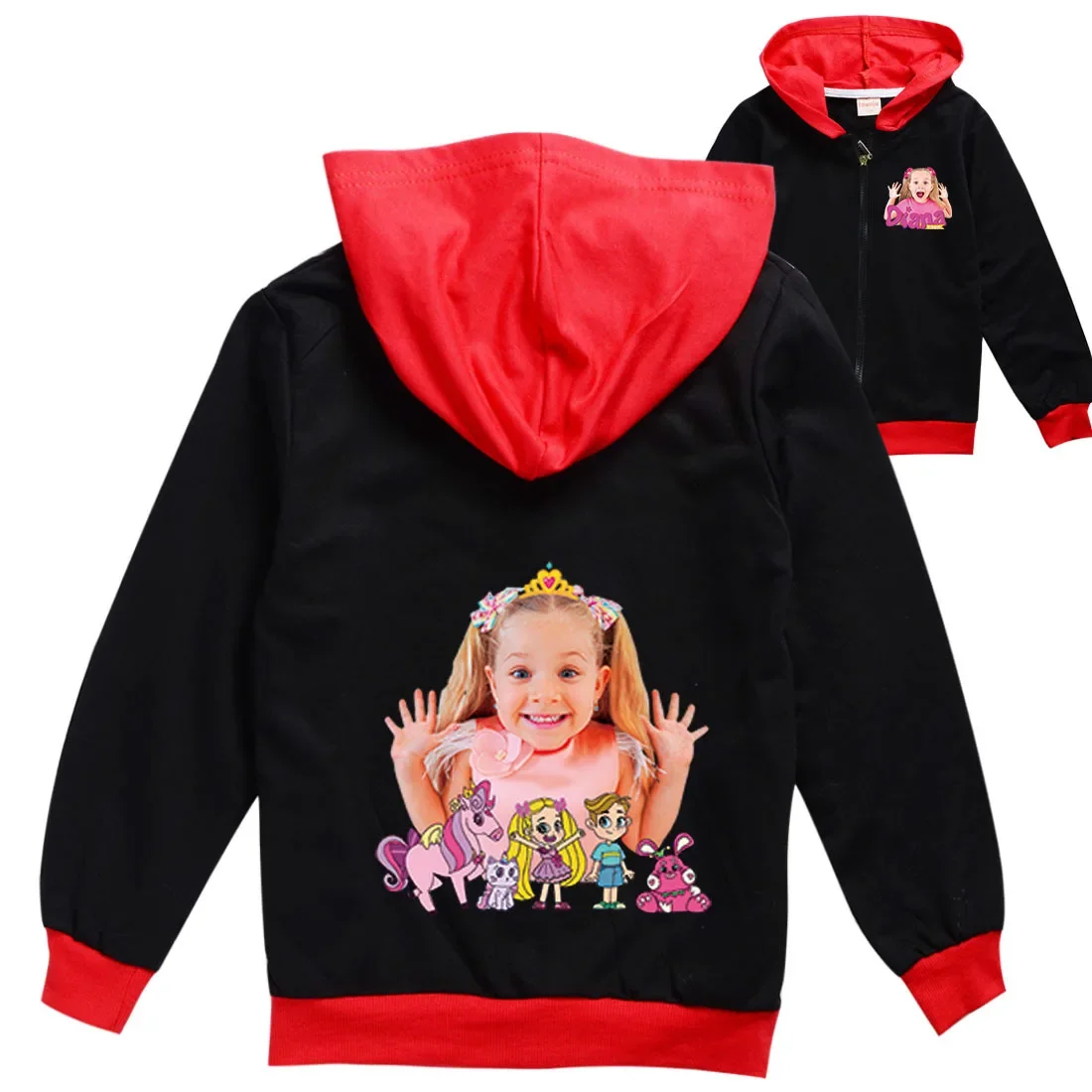 

Детская куртка на молнии с капюшоном и принтом «рома и Диана»